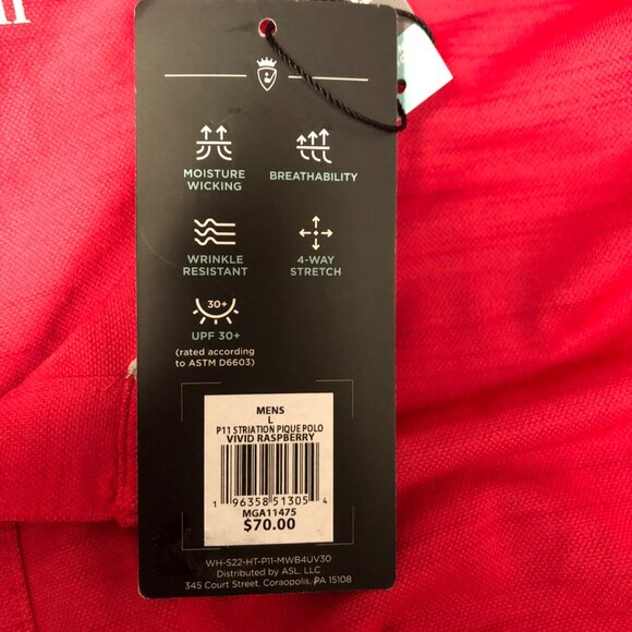Walter Hagen Polo Mens Sz Large Vivid Raspberry Moisture Wicking Golf Shirt NEW - Picture 4 of 10